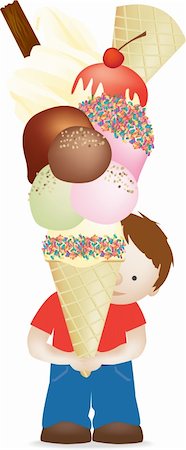 summer ice cream child - vector character illustration of a young boy holding a huge ice cream Stock Photo - Budget Royalty-Free & Subscription, Code: 400-04596935