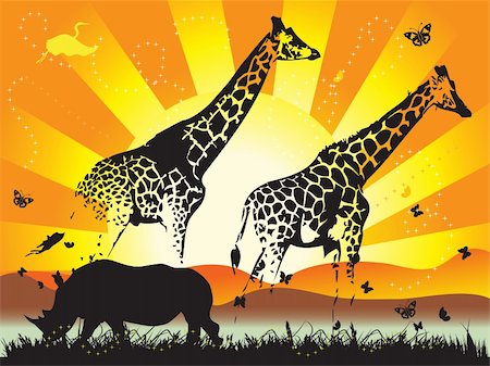 simsearch:400-05321504,k - Family of giraffe on nature walk Fotografie stock - Microstock e Abbonamento, Codice: 400-04597015