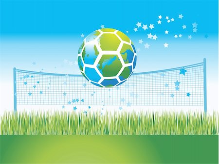 running off - world map on soccer ball, nature, vector illustration Stock Photo - Budget Royalty-Free & Subscription, Code: 400-04597062