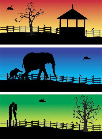 simsearch:400-05321504,k - Nature banners, animals, peoples, vector illustration Fotografie stock - Microstock e Abbonamento, Codice: 400-04597096