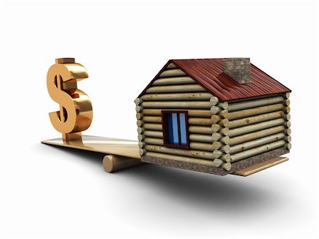 simsearch:400-06920771,k - abstract 3d illustration of dollar sign and house on scale Photographie de stock - Aubaine LD & Abonnement, Code: 400-04597596