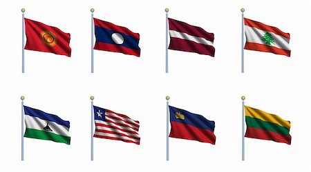 World flag set 13 - Jordan, Kazakhstan, Kenya, Kiribati, North Korea, South Korea, Kosovo and Kuwait Stock Photo - Budget Royalty-Free & Subscription, Code: 400-04598126