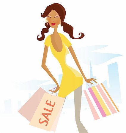 simsearch:400-04236936,k - Woman with shopping bags in city. Vector Illustration. Stock Photo - Budget Royalty-Free & Subscription, Code: 400-04598247