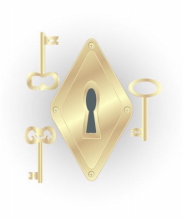 simsearch:400-07061230,k - Gold keyhole and keys. Vector illustration Photographie de stock - Aubaine LD & Abonnement, Code: 400-04598278