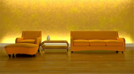 simsearch:400-06075399,k - 3d render of contemporary sofa in modern setting Stock Photo - Budget Royalty-Free & Subscription, Code: 400-04598302