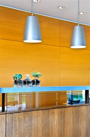 Modern interior with light fixtures and wood panels Stock Photo - Budget Royalty-Free & Subscription, Code: 400-04598339