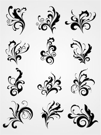 filigree borders clip art - illustration of artistic tattoos background Stock Photo - Budget Royalty-Free & Subscription, Code: 400-04598416