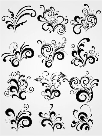 simsearch:400-04639858,k - Set of elements for design, tattoos vector on grey background Stock Photo - Budget Royalty-Free & Subscription, Code: 400-04598411