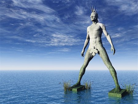 freak - stone punk monument at the ocean - 3d illustration Stock Photo - Budget Royalty-Free & Subscription, Code: 400-04598477