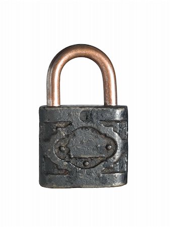 simsearch:400-03955247,k - An old and rusty lock isolated on white background. Photographie de stock - Aubaine LD & Abonnement, Code: 400-04598499