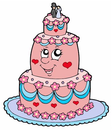 simsearch:400-04741437,k - Cartoon wedding cake - vector illustration. Stock Photo - Budget Royalty-Free & Subscription, Code: 400-04598568