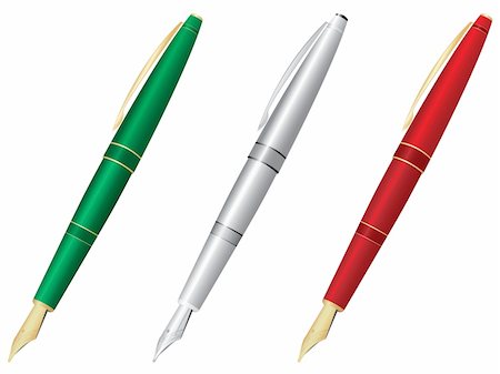 simsearch:400-05122820,k - Fountain pens illustration.  Please check my portfolio for more stationery illustrations. Stock Photo - Budget Royalty-Free & Subscription, Code: 400-04598588