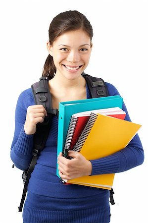 examination folder - Smiling mixed race female university student. Isolated on white. Stock Photo - Budget Royalty-Free & Subscription, Code: 400-04598602