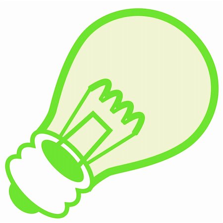 Vector illustration of a green lightbulb , representing clean energy.  Made in Adobe Illustrator, easy adjustable colors. Photographie de stock - Aubaine LD & Abonnement, Code: 400-04598618