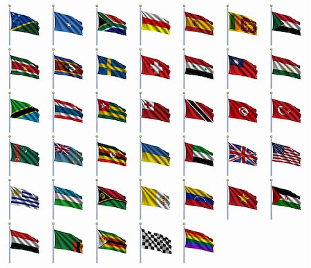 simsearch:400-05725939,k - World Flags Set 4 of 4 - S to Z - set of flags in alphabetical order from Solomon Islands to Zimbabwe Photographie de stock - Aubaine LD & Abonnement, Code: 400-04598637