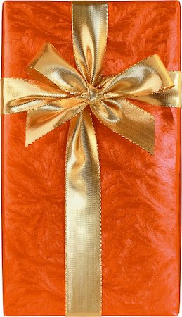 Shiny Red Gift With Gold Bow Isolated On White Background Foto de stock - Super Valor sin royalties y Suscripción, Código: 400-04598644