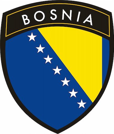 Bosnia vector crest flag on withe background Stock Photo - Budget Royalty-Free & Subscription, Code: 400-04598924