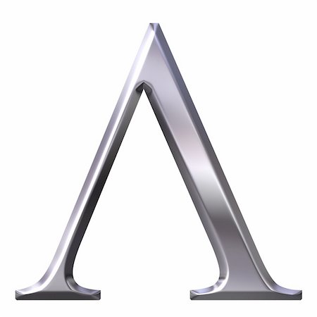 simsearch:400-05235443,k - 3d silver Greek letter Lambda isolated in white Stock Photo - Budget Royalty-Free & Subscription, Code: 400-04599087
