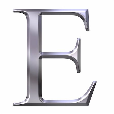simsearch:400-05235443,k - 3d silver Greek letter Epsilon isolated in white Stock Photo - Budget Royalty-Free & Subscription, Code: 400-04599082