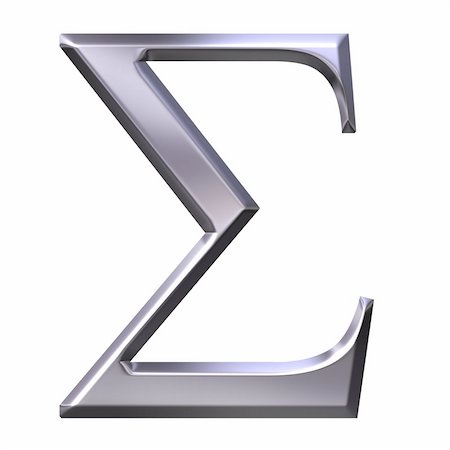 simsearch:400-05235443,k - 3d silver Greek letter Sigma isolated in white Stock Photo - Budget Royalty-Free & Subscription, Code: 400-04599096