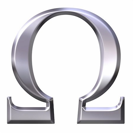 simsearch:400-05235443,k - 3d silver Greek letter Omega isolated in white Stock Photo - Budget Royalty-Free & Subscription, Code: 400-04599090