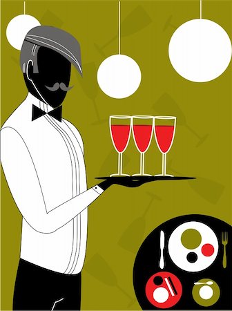 fashion party night discotheque - Vector waiter. Easy to edit and modify. EPS file included. Stock Photo - Budget Royalty-Free & Subscription, Code: 400-04599383