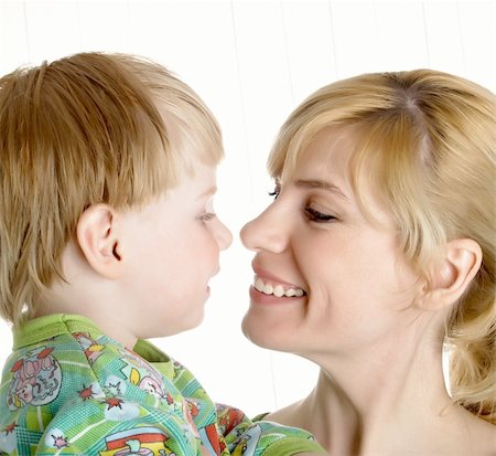 sergeitelegin (artist) - The little boy with mum on the isolated Stock Photo - Budget Royalty-Free & Subscription, Code: 400-04599581