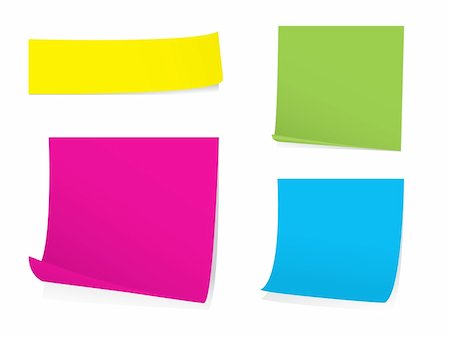 simsearch:400-04055212,k - Bright post it note stickies with shadows.  Please check my portfolio for more stationery illustrations. Photographie de stock - Aubaine LD & Abonnement, Code: 400-04590005