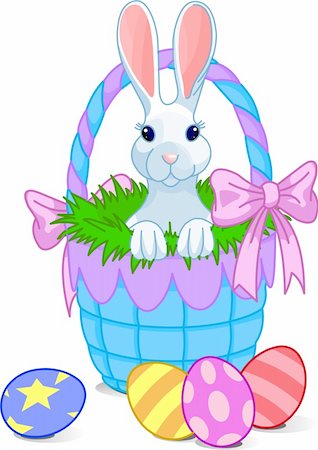 simsearch:614-06044149,k - Pretty Easter basket with cute bunny. Vector Foto de stock - Royalty-Free Super Valor e Assinatura, Número: 400-04590253