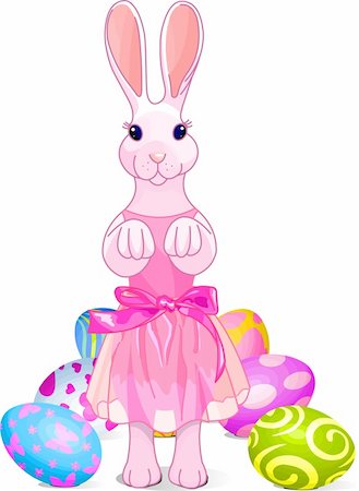 simsearch:614-06044149,k - Cute rabbit standing near Easter Eggs Foto de stock - Royalty-Free Super Valor e Assinatura, Número: 400-04590660