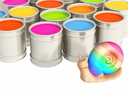 simsearch:400-04609388,k - Multi-coloured paints and happy snail Stock Photo - Budget Royalty-Free & Subscription, Code: 400-04590811