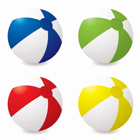 simsearch:400-04766687,k - Collection of four different coloured beach balls with drop shadow Foto de stock - Super Valor sin royalties y Suscripción, Código: 400-04590840