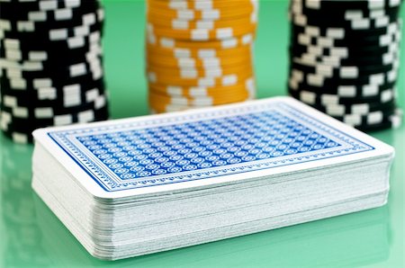 solitaire - poker cards and jetons to play a round. Stock Photo - Budget Royalty-Free & Subscription, Code: 400-04590929