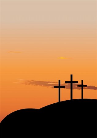 simsearch:400-08975570,k - Hill with three crosees. Symbol of Golgotha, or Calvary, the hill on which Jesus was crucified Stock Photo - Budget Royalty-Free & Subscription, Code: 400-04590983