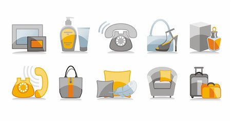 pillow feather - Set of travel and home icons, including ten illustrations Stock Photo - Budget Royalty-Free & Subscription, Code: 400-04591016
