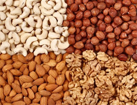 simsearch:400-04377067,k - Different  nuts (almons, cashews, walnuts and filbers) close up Stock Photo - Budget Royalty-Free & Subscription, Code: 400-04591257