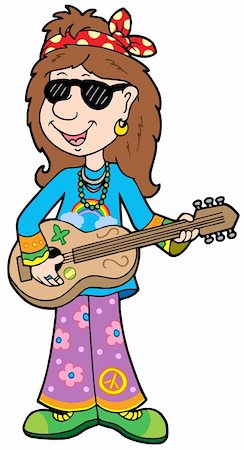earring drawing - Cartoon hippie musician - vector illustration. Stock Photo - Budget Royalty-Free & Subscription, Code: 400-04591508