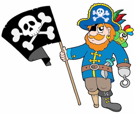 simsearch:400-04598569,k - Pirate with flag - vector illustration. Stock Photo - Budget Royalty-Free & Subscription, Code: 400-04591514