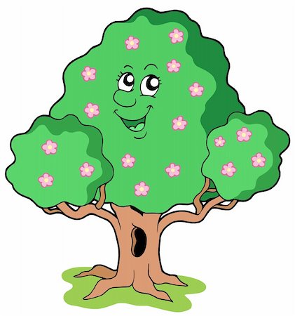 simsearch:400-06091808,k - Spring tree in bloom - vector illustration. Stockbilder - Microstock & Abonnement, Bildnummer: 400-04591516