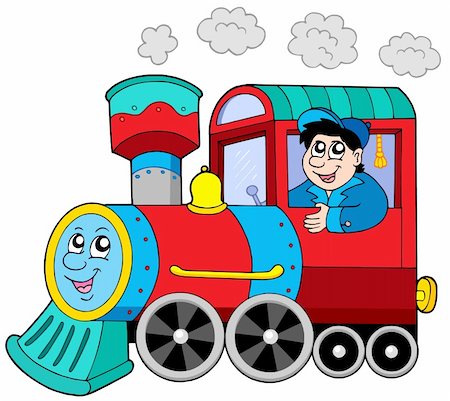 railroad tank - Steam locomotive with engine driver - vector illustration. Stock Photo - Budget Royalty-Free & Subscription, Code: 400-04591517