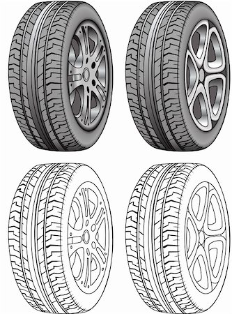 This is a set of tires - vector illustrations isolated on white Stock Photo - Budget Royalty-Free & Subscription, Code: 400-04591785