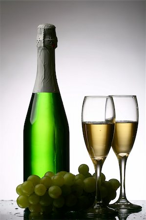 simsearch:400-07829164,k - champagne with grape and the green bottle Stock Photo - Budget Royalty-Free & Subscription, Code: 400-04591869