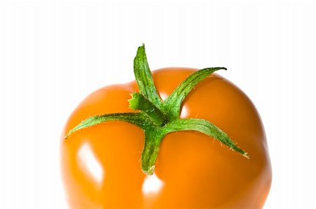 simsearch:400-07113791,k - Close-up photo of an orange tomato with white background. Foto de stock - Royalty-Free Super Valor e Assinatura, Número: 400-04591956