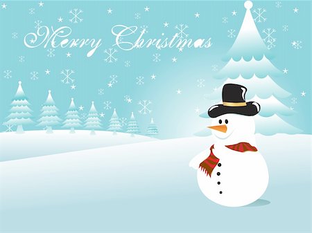 snowman and tree in snowflake, vector illustration Stock Photo - Budget Royalty-Free & Subscription, Code: 400-04592161