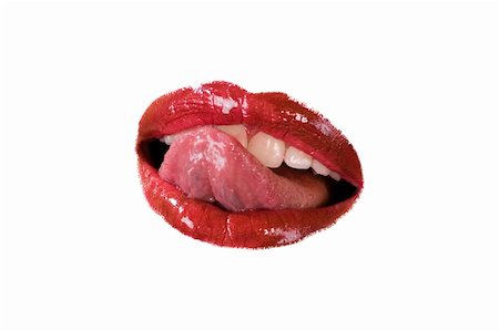 simsearch:400-04287911,k - Beautiful red lips are showing the tong. Photographie de stock - Aubaine LD & Abonnement, Code: 400-04592275