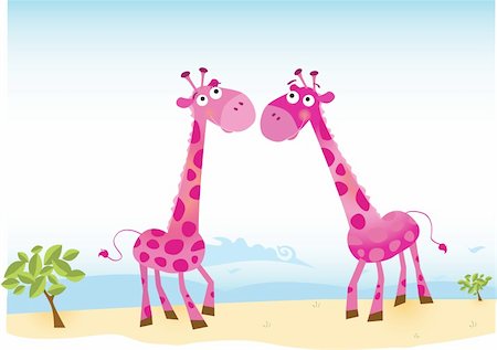 simsearch:400-04114497,k - Giraffe male and female fallen in love. Vector Illustration. Background and animals in separated layers. Stock Photo - Budget Royalty-Free & Subscription, Code: 400-04592691