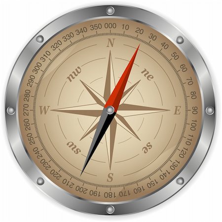 sailing navigation arrow - Vector metal compass Stock Photo - Budget Royalty-Free & Subscription, Code: 400-04592927