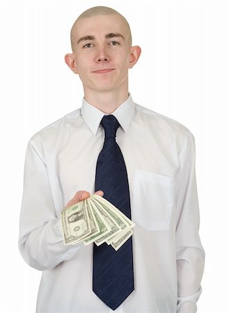 stretching a dollar - The man in a white shirt with money in a hand Stock Photo - Budget Royalty-Free & Subscription, Code: 400-04593834