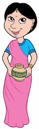 earring drawing - Asian girl in sari - vector illustration. Photographie de stock - Aubaine LD & Abonnement, Code: 400-04593987