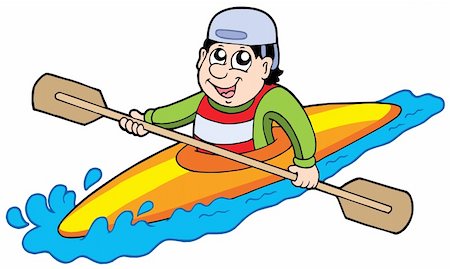 Cartoon kayaker on white background - vector illustration. Stock Photo - Budget Royalty-Free & Subscription, Code: 400-04593988